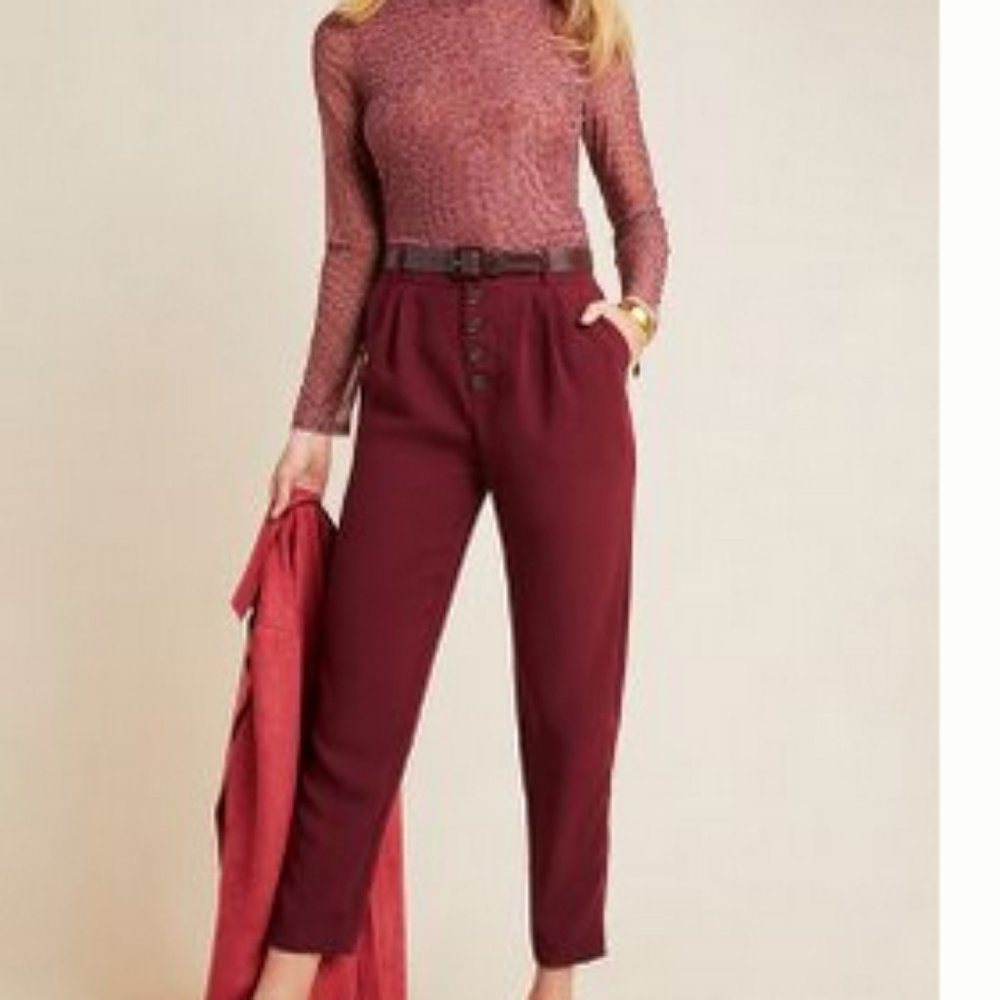 NWT Anthropologie Sasha Button Fly Tapered Pant 8